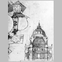 Saint-Denis, auteur Mansart, photo Guillot, culture.gouv.fr, Rotonde des Bourbons  élévation, détail à droite, projet.jpg